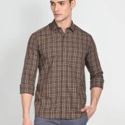 Arrow Sport Green Cotton Slim Fit Checks Shirt-picture-29