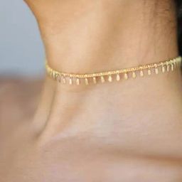 OOMPH Gold Tone Minimal Leaf Motif Fashion Choker Necklace for Women-image-51