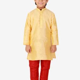 Pro-Ethic Style Developer Kids Yellow & Red Printed Full Sleeves Kurta with Pyjamas-image-21