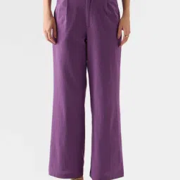 The Souled Store Purple Cotton Flared Pants-image-74