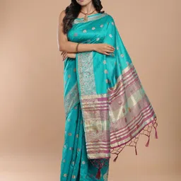 House of Pataudi Ethnic Motifs Woven Design Zari Art Silk Banarasi Saree-picture-30
