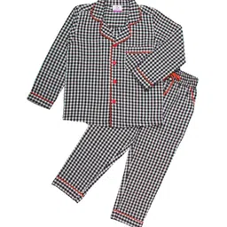 KRISS-CROX Kids Checked Lapel Collar Pure Cotton Night suit-picture-12