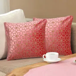 @home Nilkamal Pink Cotton Cushion Covers - Set of 2-picture-7