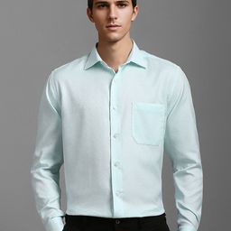 Louis Philippe Men Classic Spread Collar Textured Cotton Formal Shirt-image-20