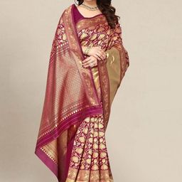 GARIYA Woven Design Floral Zari Kanjeevaram Saree-image-54
