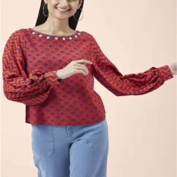 People by Pantaloons Red Printed Top-image-50