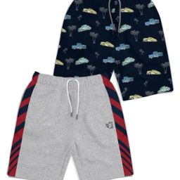 HELLCAT Kids Grey & Navy Printed Shorts (Pack Of 2)-image-7
