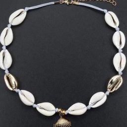 OOMPH White & Gold Sea Shell Bohemian Beachwear Fashion Choker Necklace for Women-15