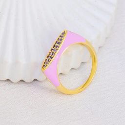 Perfectly Average Pink Enamel Studded Ring-62