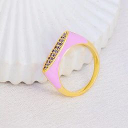 Perfectly Average Pink Enamel Studded Ring-25