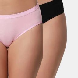 Bleeding Heart Black & Pink Plain Panties - Pack Of 2-image-87