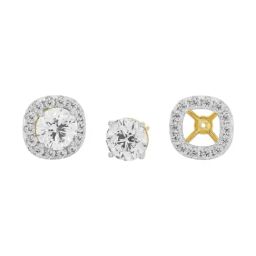 Emori 18k Yellow Gold & Diamond 1 CT Cushion Halo Detachable Stud Earrings-image-76