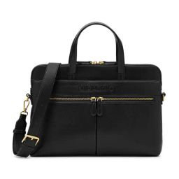 Miraggio Black Reese Textured Large Laptop Bag-34