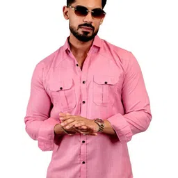 VORTEX Spread Collar Cotton Regular Fit Shirt-picture-3