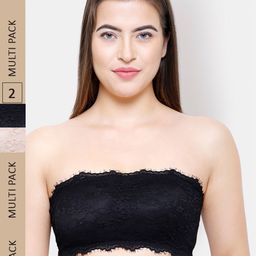 NOIRA Pack Of 2 Non-Wired All Day Comfort Lightly Padded Bandeau Cotton Bra-picture-23