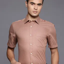 Louis Philippe Classic Fit Self Design Textured Pure Cotton Formal Shirt-picture-33
