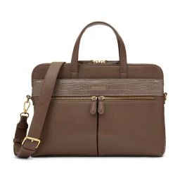Miraggio Taupe Reese Textured Large Laptop Bag-24