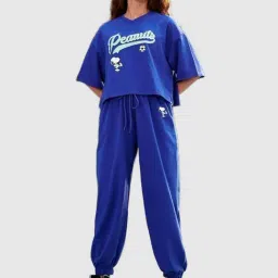 Bewakoof Dark Blue Graphic Print T-Shirt With Joggers-picture-37