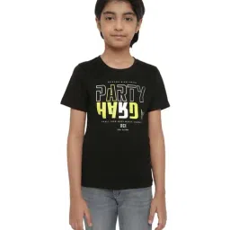 Octave Kids Black Cotton Printed T-Shirt-image-68
