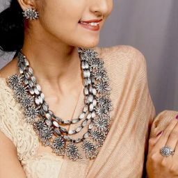 Teejh Pitara Collection Ameena Oxidized Jewellery Set-image-20