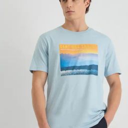 GANT Men Graphic Printed Blue Round Neck Cotton T-shirt-image-16