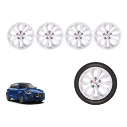 Auto Pearl White38_R Press Type Car Wheel Cover with Retention Ring 35.56 cm (14 Inch) Glossy White for Maruti New Swift (Set of 4)-image-41