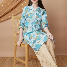 Melange by Lifestyle Women Floral Printed Daily Cotton Straight Kurta-picture-51