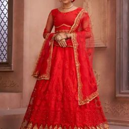 Atsevam Red Embroidered Semi-Stitched Lehenga Choli Set With Dupatta-40