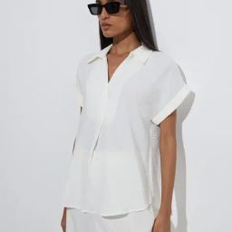 Wardrobe by Westside Ivory Crinkle-Textured Top-picture-13