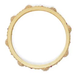 Aatmana Gold-Plated Ruby Studded Leaf Pattern Bangles - Set of 2 image 3