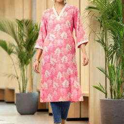 Libas Pink Printed Straight Kurta-image-102