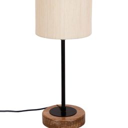 Devansh Off-White & Brown Textured Buffet Table Lamp with Shade image 4