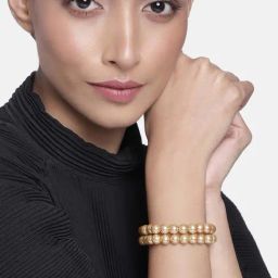 Estele Gold-Plated 2 Line Pearl Bracelet for Women-36