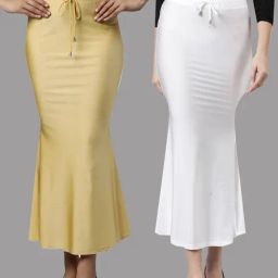 TWIN BIRDS White & Golden Plain Saree Shapewear - Pack Of 2-image-38
