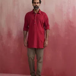 trueBrowns Men Solid Kurta-image-6