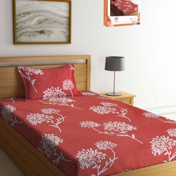 Myntra Elegant Homes Floral Printed 300 TC Single Bedsheet with 1 Pillow Cover-image-12