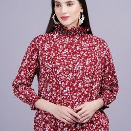 Jyoti Women Floral Print Puff Sleeve Ruffles Top-image-48