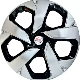 Auto Pearl BS01 R15381 mm(15 Inch) Press Type Wheel Hubcap with Retention Ring Glossy Black Silver Wheel Cover for Volkswagen Polo 1.2 MPI Comfortline (Set of 4)-image-57
