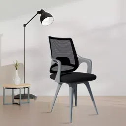 Rose Mono 56D x 56W x 97H cm Mesh Mid-Back Ergonomic Visitor Chair with Nylon Legs, Grey & Black-image-89