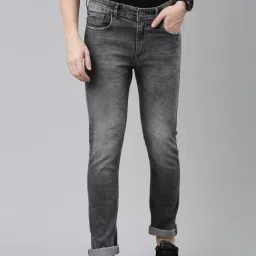 CINOCCI Cool Grey Cotton Slim Fit Jeans-image-18