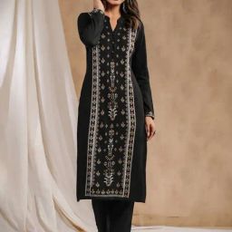 Ishin Black Printed Straight Kurta-image-89
