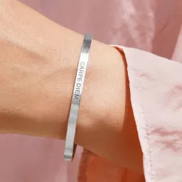 Joker & Witch Carpe Diem Silver Mantra Band Flexible fit Bracelet-image-80
