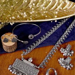 Teejh Pitara Collection Driti Metallic Oxidized Jewellery Set-image-60