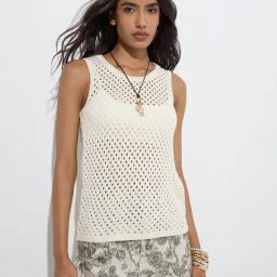 LOV by Westside Off-White Crochet-Detailed Cotton Top-image-93