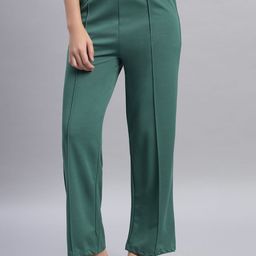 DIZON Women Striped Original Straight Fit Easy Wash Trousers-image-86