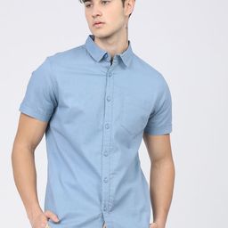 KETCH Men Cutaway Collar Solid Cotton Slim Fit Casual Shirt-image-22