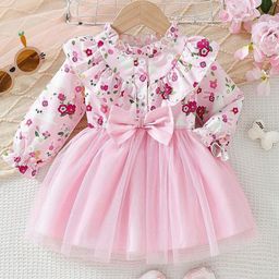 Miss & Chief Floral Print Net Fit & Flare Dress-45