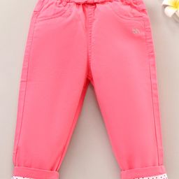 Babyhug Full Length Solid Color Trousers - Pink-image-72