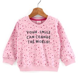 Babyhug Full Sleeves Sweatshirt With Graphics Text Print - Pink-image-120
