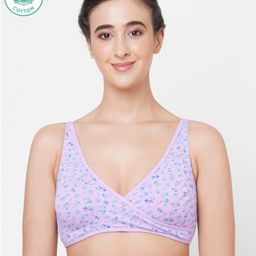 ECOMAMA Organic Cotton & Bamboo Antimicrobial Sleeping/Feeding Bra Floral Print - Lavender-image-46